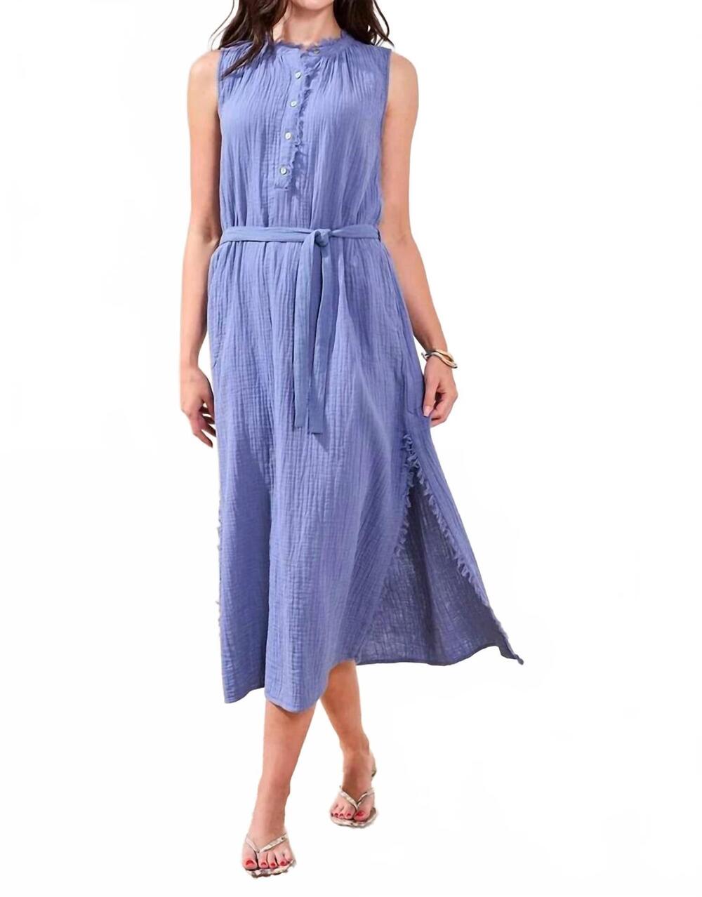 NEW TRIBAL side slit midi dress in sea haven